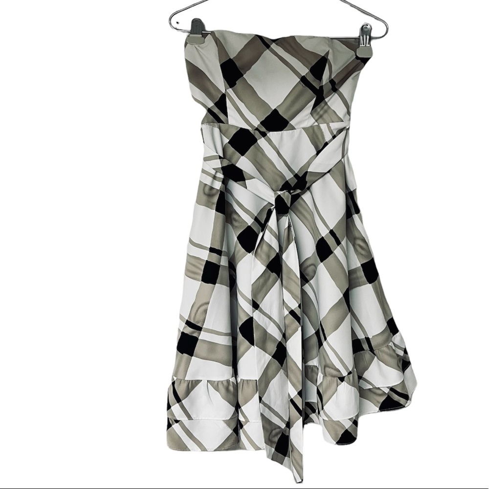 THE LIMITED Mini Dress Off Shoulder Strapless black cream tan Lined Sund… - Picture 3 of 9